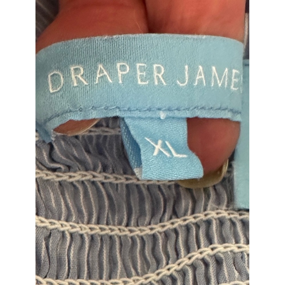 Draper James Women's XL Cotton Blue Pinstripe Embroidered Baby Doll Dress - Picture 5 of 6